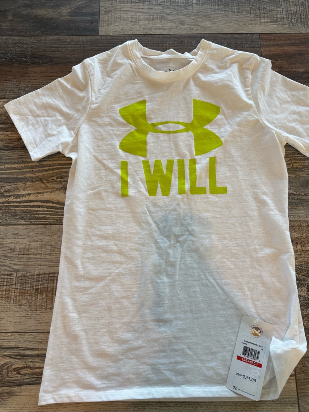 Under Armour White Short Sleeve Tee with Logo - I WILL